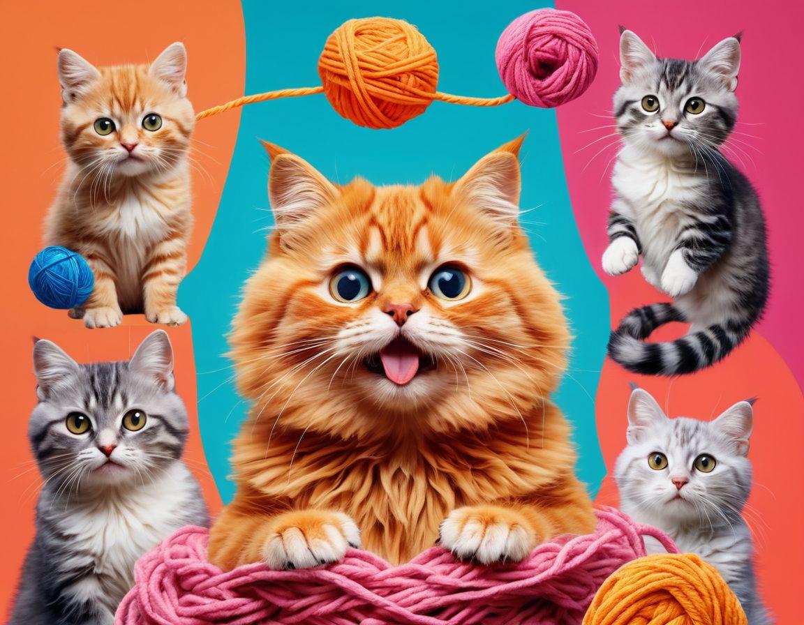 A vibrant collage depicting the evolution of explicit content, featuring an adult blog on one side transitioning into playful animal videos on the other. There should be humorous representations of both worlds, like a cheeky cartoonish adult-themed icon morphing into a cute animated cat playing with yarn. Incorporate dynamic lines to suggest movement and change, with a bright, engaging background that contrasts the seriousness of adult content with the lightheartedness of animal entertainment. digital illustration. vibrant colors. 3D effect.